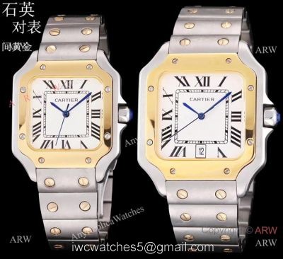 Best Copy Cartier Santos de Two Tone Quartz Watch 39mm or 35mm