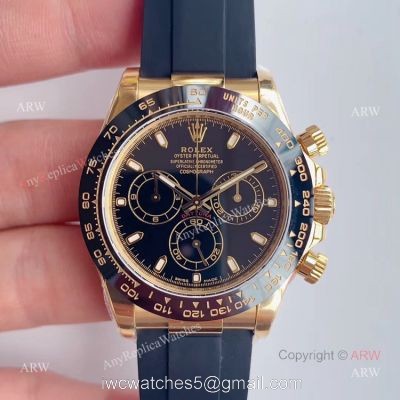 NOOB Rolex Daytona Rubber Band Yellow Gold Replica Watches  Swiss 4130 Movement