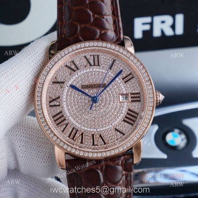 High Quality Cartier Ronde Solo 42mm rose gold Diamond Replica Watch