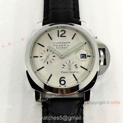 Fake Officine Luminor Power Reserve Watch White Dial Black Leather Band