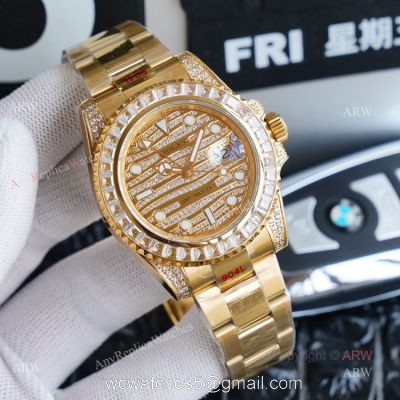 Best Iced Out Rolex Watch  Replica Rolex GMT-Master II Gold Diamond Watch