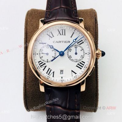 (GZF) 1:1 Copy Rotonde De Cartier Gold Chronograph Watches 40mm