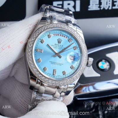 High Quality Rolex Oyster Perpetual Day Date Baby Blue Watch 40mm