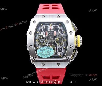 Swiss Replica KV Richard Mille RM 11-03 Red Rubber Band Flyback Chronograph Watch