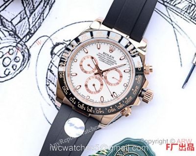 Copy Rolex Daytona 43mm Watch Rolex Daytona Rubber Band Rose Gold Ceramic Bezel