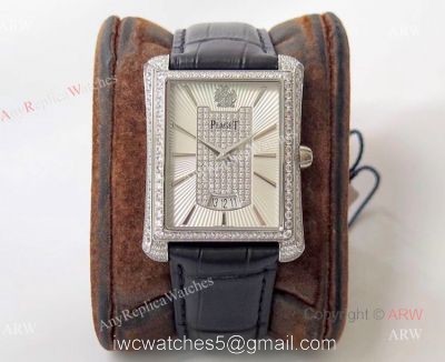 Swiss Replica Piaget Emperador Silver Diamond Watch For Men