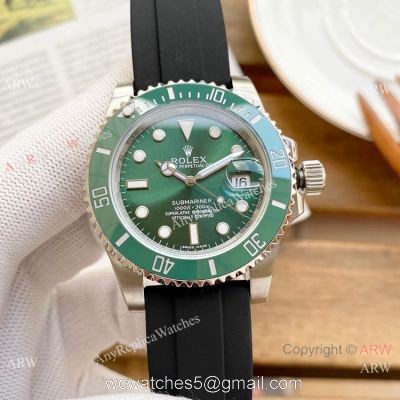 Best Quality Rolex Submariner Clone Green Dial Rubber Strap Watches 40mm
