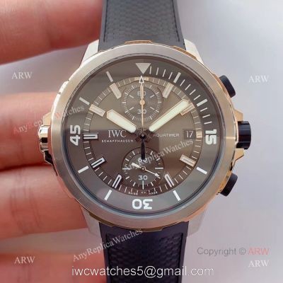 New IWC Aquatimer For Sale  Grey Dial With Black Quick Change Rubber Band Swiss Replica Watch