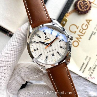 Best Quality Omega Seamaster Aqua Terra Copy Watches Brown Leather Strap