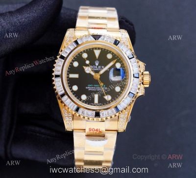 Best Replica Rolex GMT Master ii Yellow Gold GMT Rainbow Watches For Men