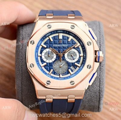 New Copy Audemars Piguet Royal Oak Chronograph Watches Rose Gold and Blue