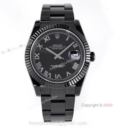 VR-Factory Swiss Replica Rolex Datejust II Black Venom Watch Roman Markers