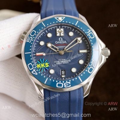 New! Omega Diver 300m James Bond Limited Edition Watch Blue Spiral Dial