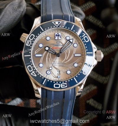 Omega Diver 300m James Bond Limited Edition Watches Blue Rubber Strap Gray Face
