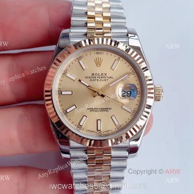 Noob Rolex Two Tone Datejust 41 Gold Dial Jubilee Bracelet Swiss Replica Watches For Men