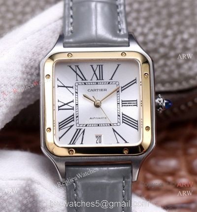 AAA Replica Cartier Santos-Dumont Swiss 9015 Two Tone Watch Couple Wrist