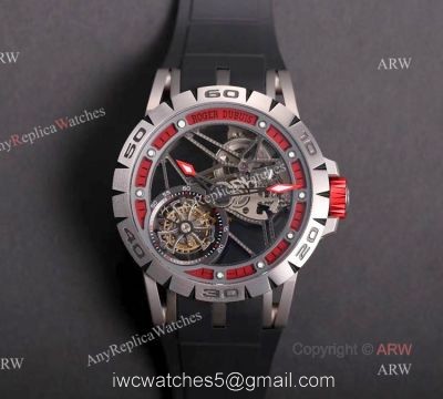 Fake Roger Dubuis Excalibur Spider Skeleton Flying Tourbillon Mens Watch