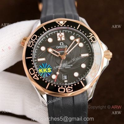 New! Copy Omega Diver 300m James Bond Limited Edition Watch Rose Gold Rubber Strap