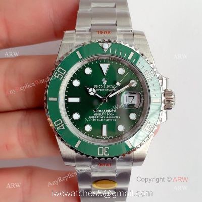 Noob V11 Replica Rolex Submariner Green Face 116610LV Watch 904L Swiss 32355