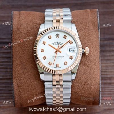 Swiss Copy Datejust Rolex Jubilee Rose Gold White Face 36mm Watches