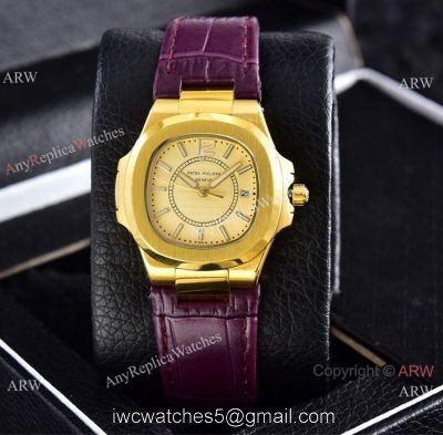 Copy Patek Philippe Lady Nautilus Quartz Watches Yellow Gold