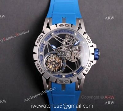 Swiss Replica Roger Dubuis Excalibur Blue Skeleton Watch For Men