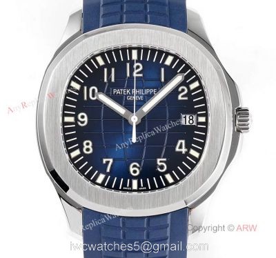 (ZF) Swiss 324 Patek Philippe Aquanaut 5168 Blue Dial Blue Rubber Strap Men Watch Replica