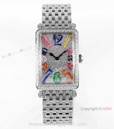 New! Swiss Replica Franck Muller Long Island Iced Out Watch Quartz Movement