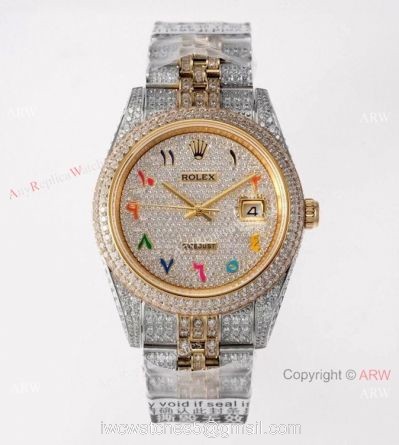 TW Factory Swiss Grade Rolex Datejust 41 Watches 2-Tone Iced Out Case