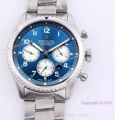 2021 New! Swiss Copy Breitling Premier B01 7750 Chronograph Watch Blue Dial Stainless Steel
