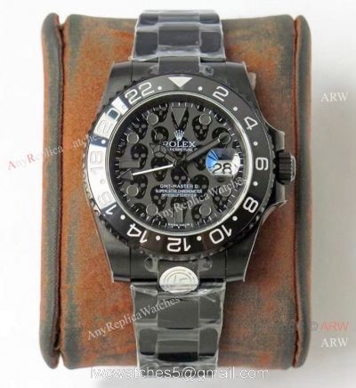 2021 NEW! Super Clone Rolex GMT Master II REVENGE Watch Skull Dial Matte Black Swiss 3285 Movement