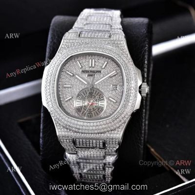 Luxury Replica Patek Philippe Nautilus Iced Out Watches Automatic