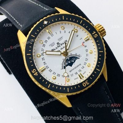 2020 New! Swiss Grade Copy Blancpain Fifty Fathoms Bathyscaphe Watch White Dial