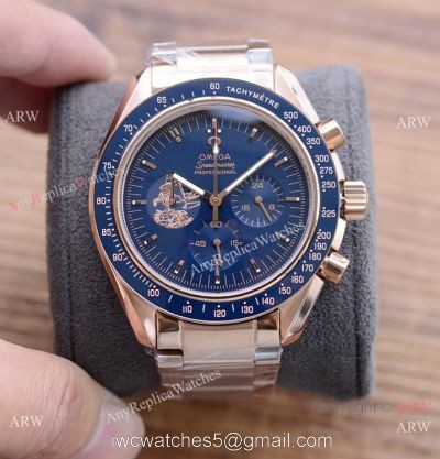 New! Copy Omega Speedmaster Apollo Rose Gold Chronograph Watch