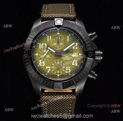Swiss Grade Clone Breitling Super Avenger II 7750 Watch Black Steel and Green