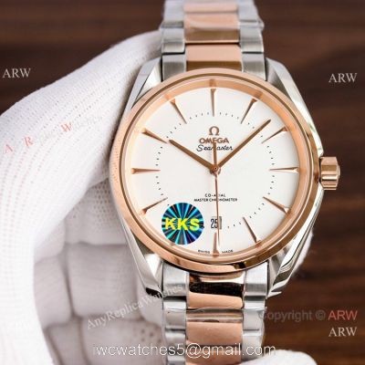 Copy Omega Seamaster 2-Tone Rose Gold Men Watch Simple Style