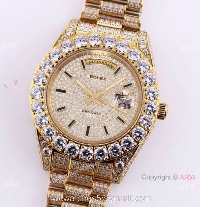 Replica Rolex New Oyster Perpetual Pearlmaster 39 Watch Gold Diamonds