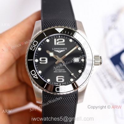 Swiss Copy Longines Hydroconquest Watch Black Ceramic Rubber Strap