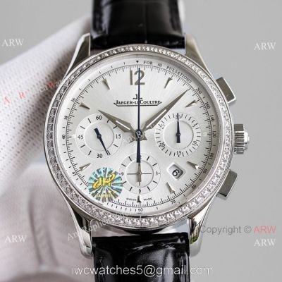 Swiss Fake Jaeger-LeCoultre Master Chronograph Watch Diamond Bezel