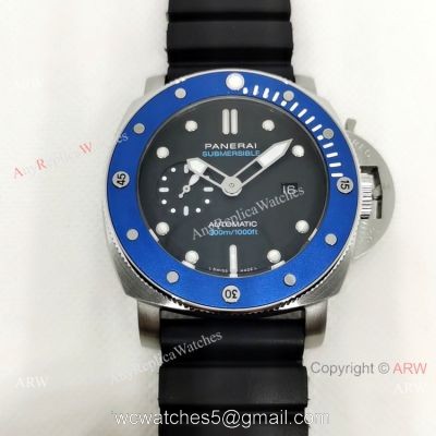 NEW! Panerai Luminor Submersible Pam01209 Watch Blue Bezel