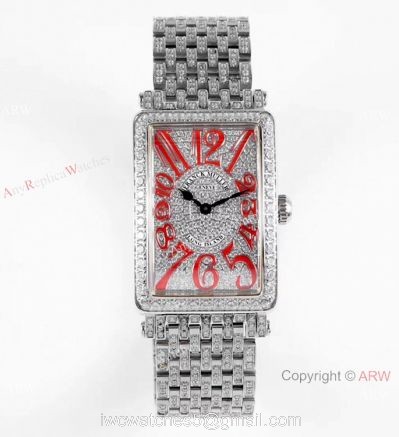 New! Swiss Replica Franck Muller Long Island Watch Iced Out Stainless Steel