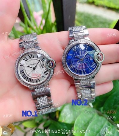 Replica Cartier Ballon Bleu 33mm Quartz Watch Silver Dial and Blue Dial