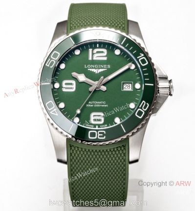 Swiss Grade Copy Longines Hydroconquest Green Rubber Strap Watch
