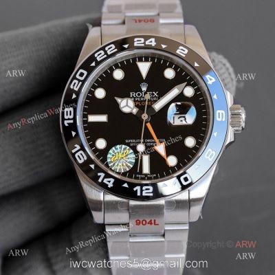 Hot Sale Rolex Explorer ii Ceramic Bezel Black Face Swiss 2836 GMT Watch Replica