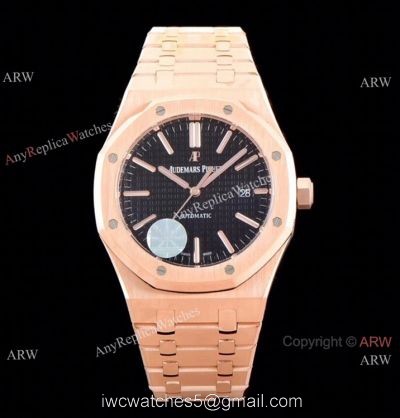 Grade 1A Copy Audemars Piguet Royal Oak JF v5 Cal.3120 Rose Gold Black Dial Watch 41mm