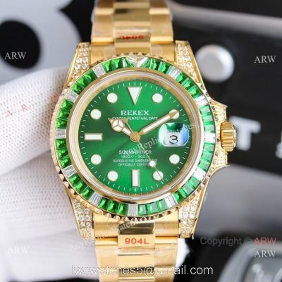 JH Factory Copy Rolex Submariner ETA2836 Gold Green Watch