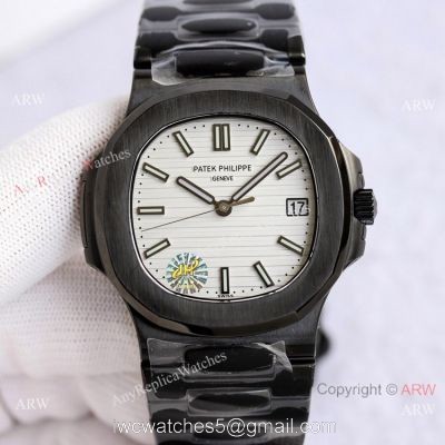 PPF Factory Patek Philippe Nautilus Black and White Watch Swiss AAA Copy