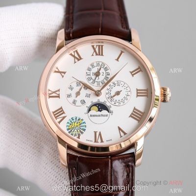Swiss Copy Audemars Piguet Jules Audemars Moon phase Watches Rose Gold