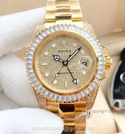 Luxury Replica Rolex GMT-Master 2 Full Diamond Watch