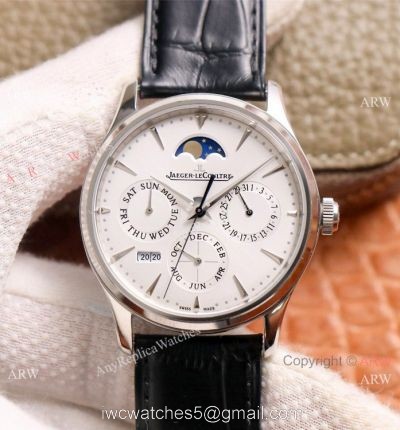 NEW! Swiss Copy Jaeger-LeCoultre Master Ultra Thin Perpetual Watch SS White Dial
